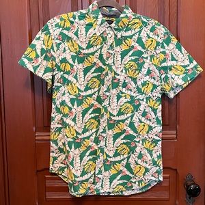 Mens j crew button down short sleeve green jungle shirt Medium